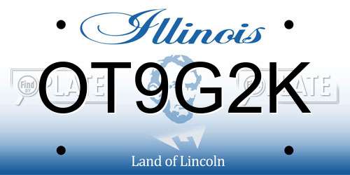 OT9G2K Illinois License Plate