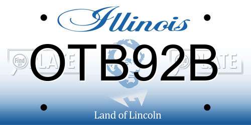 OTB92B Illinois License Plate