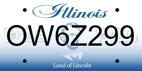 OW6Z299 Illinois License Plate