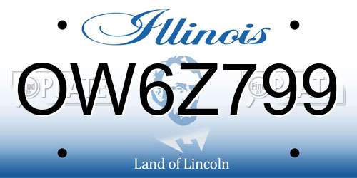 OW6Z799 Illinois License Plate