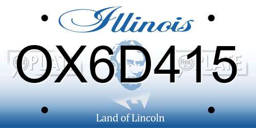 OX6D415 Illinois License Plate
