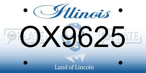 OX9625 Illinois License Plate