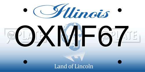 OXMF67 Illinois License Plate