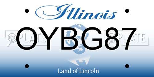 OYBG87 Illinois License Plate
