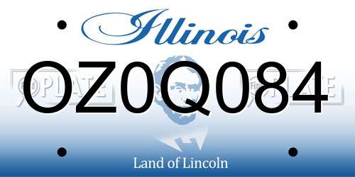 OZ0Q084 Illinois License Plate