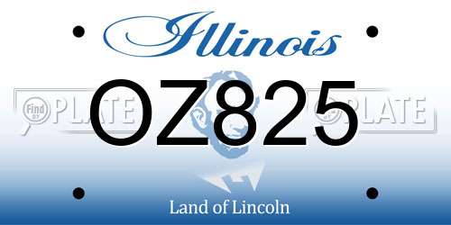 OZ825 Illinois License Plate