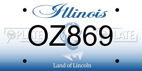 OZ869 Illinois License Plate