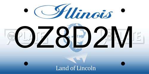 OZ8D2M Illinois License Plate