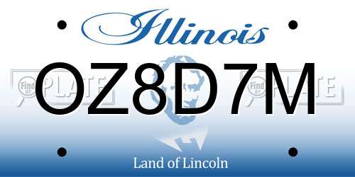 OZ8D7M Illinois License Plate