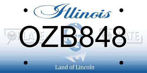 OZB848 Illinois License Plate