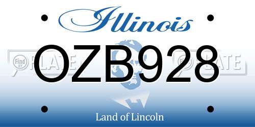 OZB928 Illinois License Plate