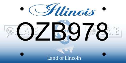 OZB978 Illinois License Plate