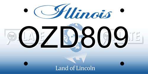 OZD809 Illinois License Plate