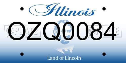 OZQ0084 Illinois License Plate