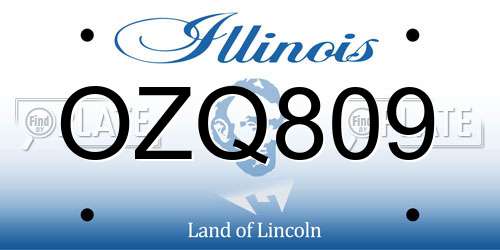 OZQ809 Illinois License Plate