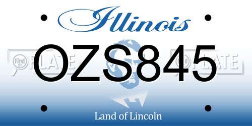 OZS845 Illinois License Plate