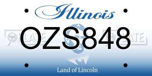 OZS848 Illinois License Plate