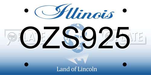OZS925 Illinois License Plate