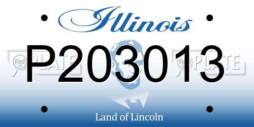 P203013 Illinois License Plate