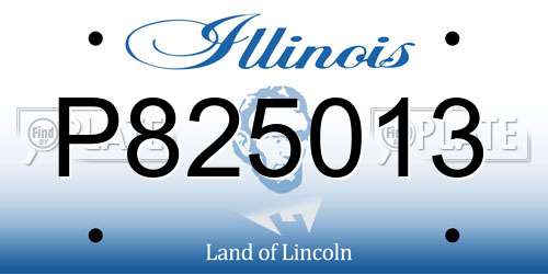 P825013 Illinois License Plate