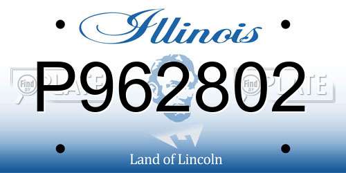 P962802 Illinois License Plate