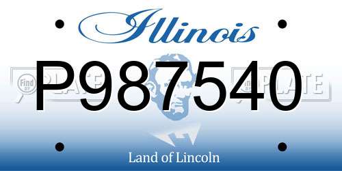 P987540 Illinois License Plate