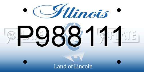 P988111 Illinois License Plate
