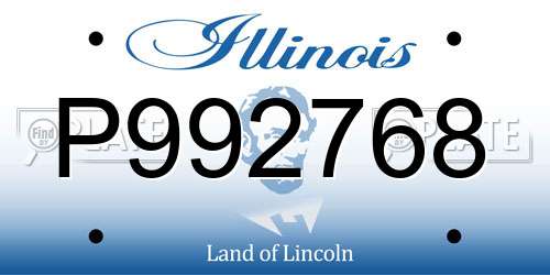 P992768 Illinois License Plate