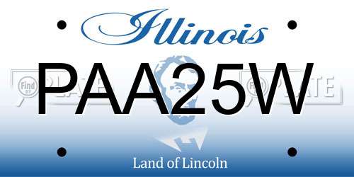 PAA25W Illinois License Plate