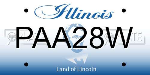 PAA28W Illinois License Plate