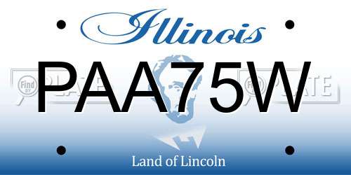 PAA75W Illinois License Plate