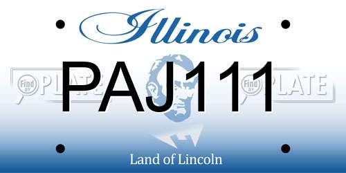 PAJ111 Illinois License Plate