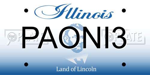 PAONI3 Illinois License Plate