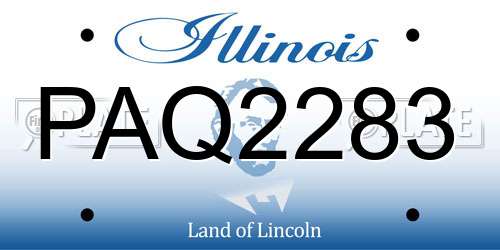 PAQ2283 Illinois License Plate