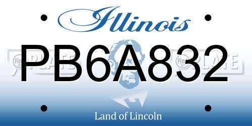 PB6A832 Illinois License Plate