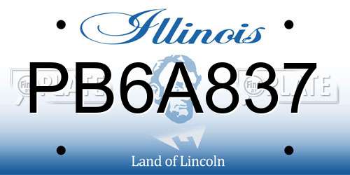 PB6A837 Illinois License Plate