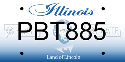 PBT885 Illinois License Plate