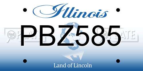 PBZ585 Illinois License Plate