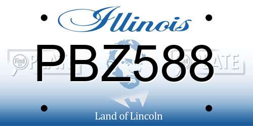 PBZ588 Illinois License Plate