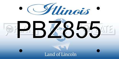 PBZ855 Illinois License Plate