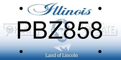 PBZ858 Illinois License Plate