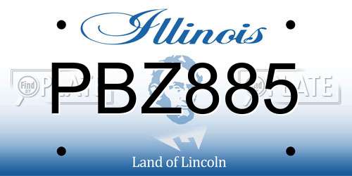 PBZ885 Illinois License Plate