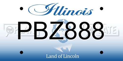 PBZ888 Illinois License Plate