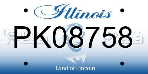 PK08758 Illinois License Plate
