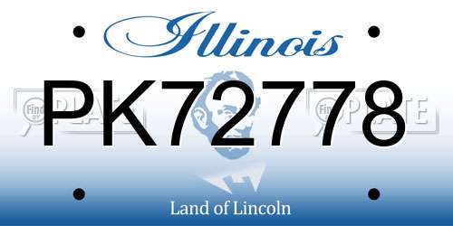 PK72778 Illinois License Plate