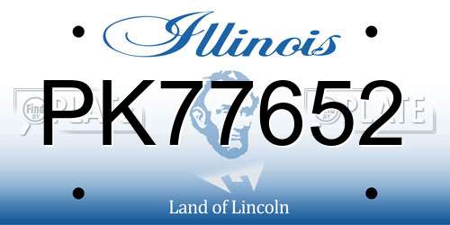 PK77652 Illinois License Plate