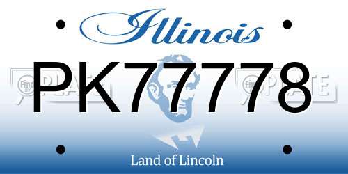 PK77778 Illinois License Plate