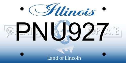 PNU927 Illinois License Plate
