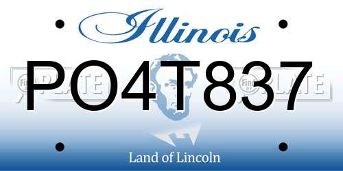 PO4T837 Illinois License Plate