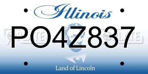 PO4Z837 Illinois License Plate